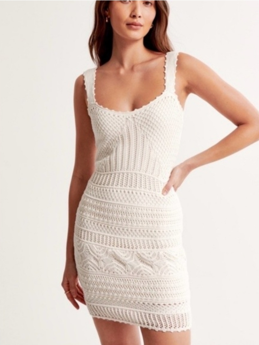 Abercrombie & Fitch Cream Crochet Mini Dress